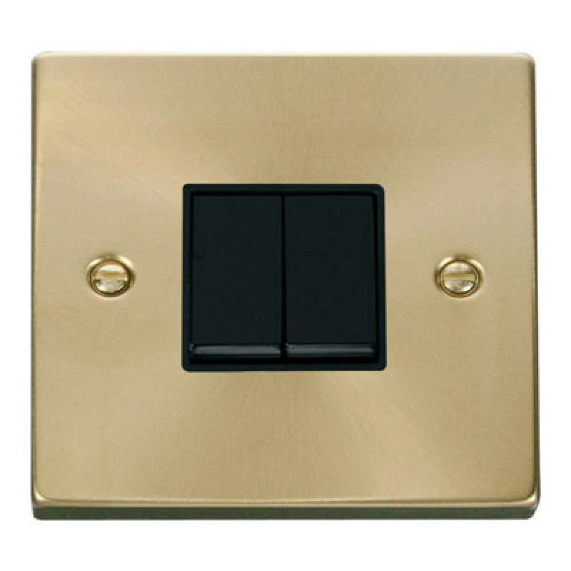 Image of SE Home Satin / Brushed Brass 10A 2 Gang 2 Way Light Switch Gold