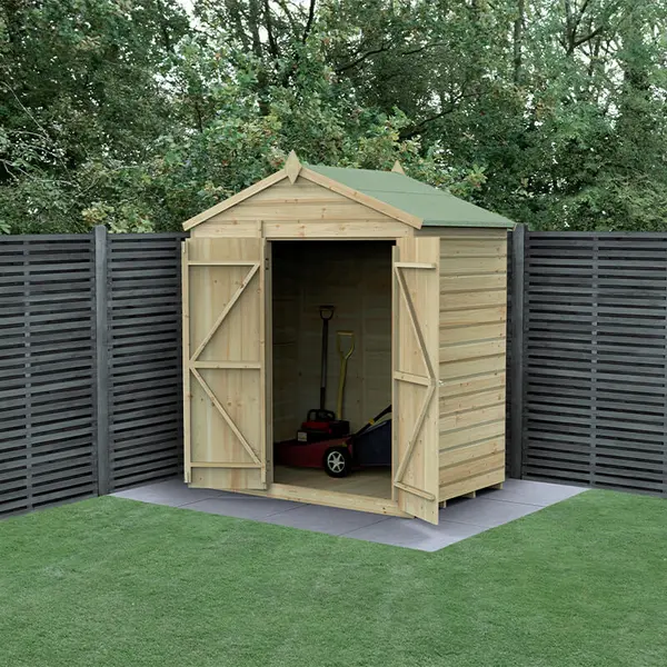 Image of 6' x 4' Forest Beckwood 25yr Guarantee Shiplap Pressure Treated Windowless Double Door Apex Wooden Shed (1.88m x 1.34m)