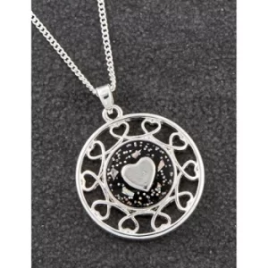 Image of Midnight Sparkle Silver Plated Ornate Hearts Necklace