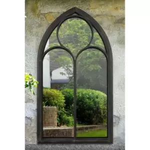 Image of MirrorOutlet Somerley Chapel Arch Large Black Garden Mirror 150 X 81 Cm