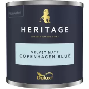 Image of Dulux Heritage Velvet Matt Copenhagen Blue Matt Emulsion Paint 125ml