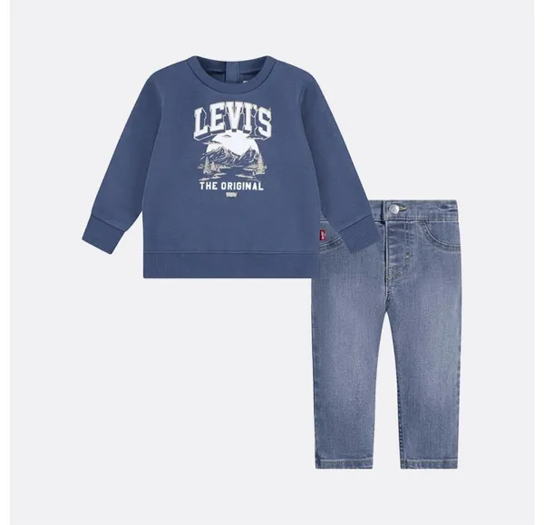 Image of Jeans/Crew Neck Sweatshirt Outfit in Cotton Mix