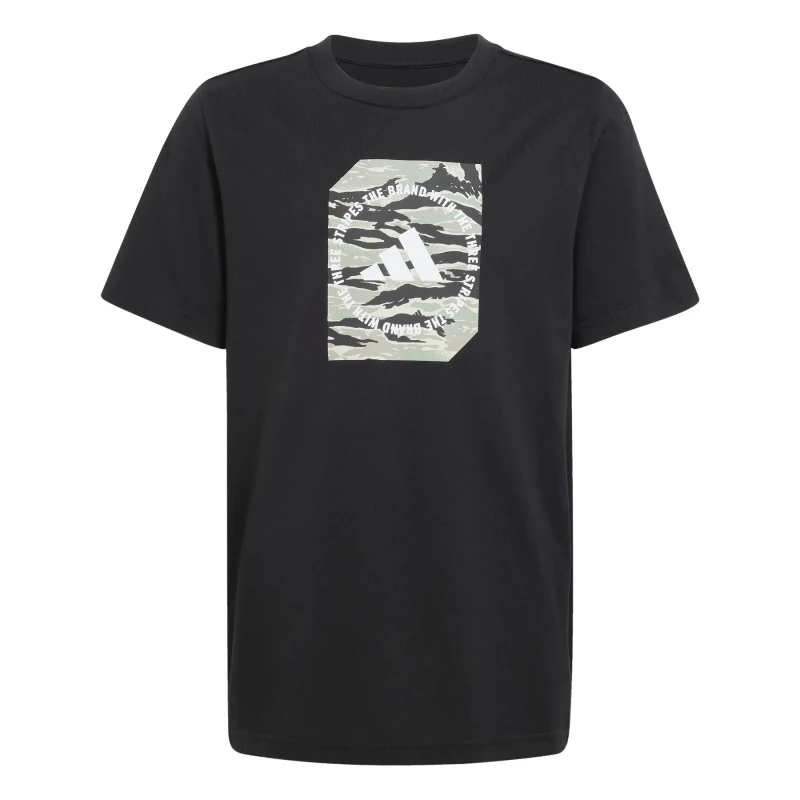Image of adidas Logo T Shirt Junior Blk/Wht/Grey unisex 9-10 Years