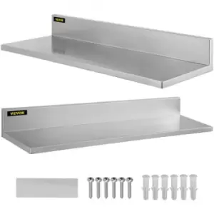 Image of VEVOR Stainless Steel Wall Shelf, 8.6'' x 16'', 44 lbs Load Heavy Duty Commercial Wall Mount Shelving w/Backsplash for Restaurant, Home, Kitchen, Hote