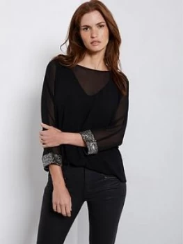 Image of Mint Velvet Sequin Cuff Detail Batwing