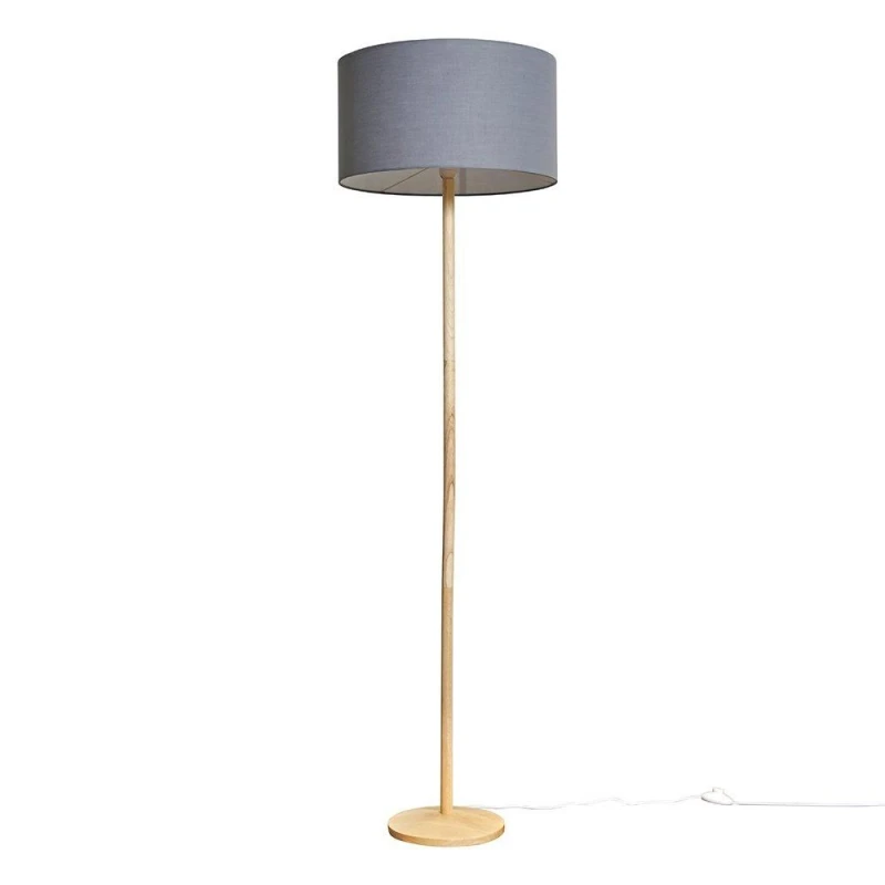 Image of ValueLights Triston Wood Floor Lamp Brown unisex
