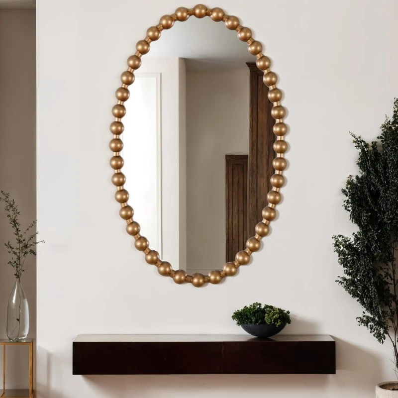 Image of Home Garden Direct COMO OVAL WALL MIRROR 70x110 in Gold Gold Unisex