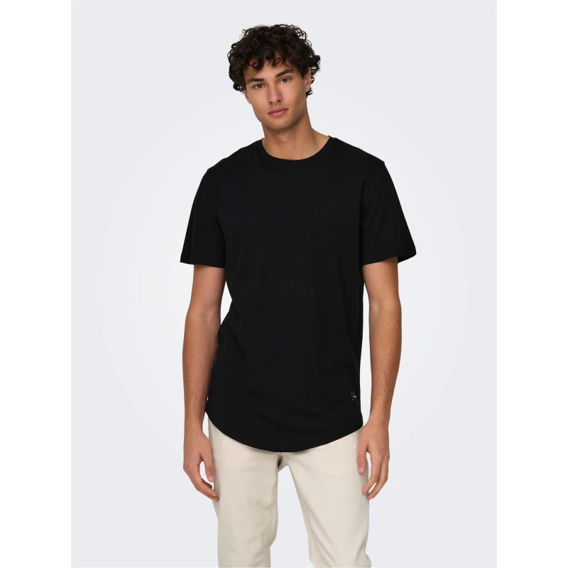 Image of ONLY and SONS Matt Life Longy Tee T-Shirt Black M Men