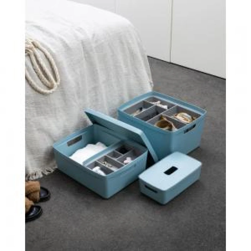 Image of Inabox Inabox Designer Storage Boxes With Lids and Trays Small Value Pack (2 x 5L & 1 x 19L & 1 x 28L & 1 x Small & 1 x Large Tray) Co