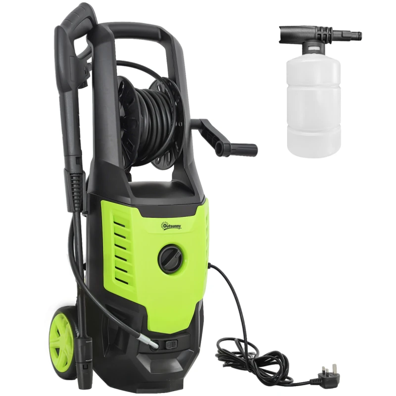 Image of Outsunny 2200W Power Washer 170 Bar Pressure with Adjustable Nozzle, Green 84H-374V70GN