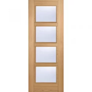 Image of LPD Internal Oak VANCOUVER Pre-Finished 4 Light Clear Glazed Fire Door FD30 (33" x 78")