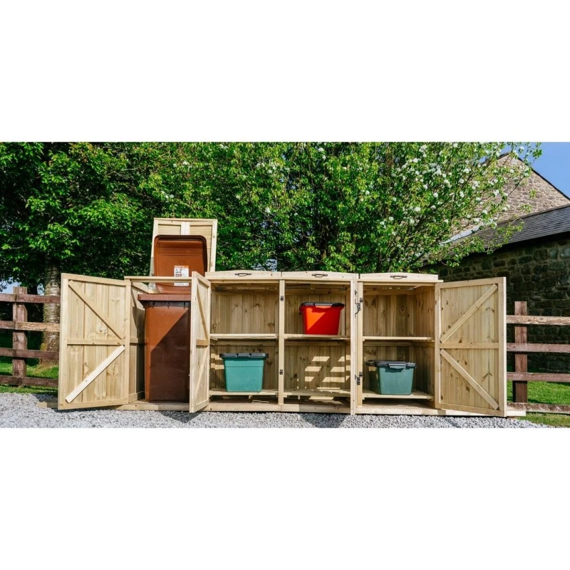 Image of Buttercup Farm Chatburn Bin Store, Fits 1x 180L/240L Wheelie Bins & 6x Boxes in Brown Brown Unisex