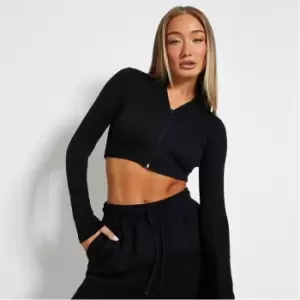 Image of I Saw It First Rib High Neck Crop Top - Black