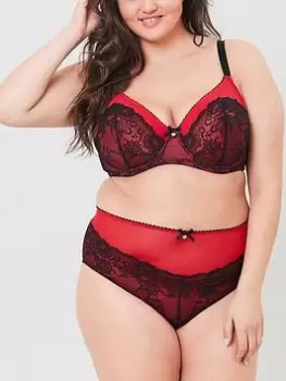 Image of Oola Tonal Lace High Waist Brief, Red/Black, Size 26-28, Women