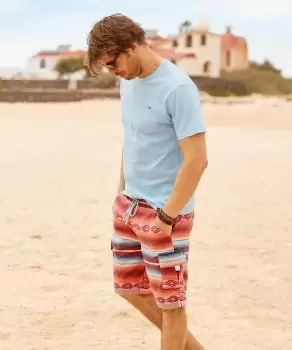 Image of Multi Pocket Knee Length Aztec Striped Drawerstring Shorts