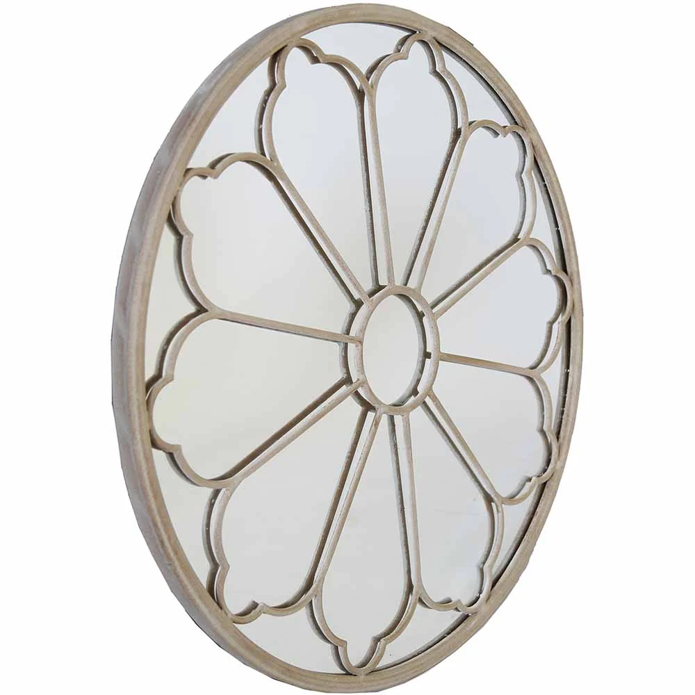 Image of Charles Bentley Round Outdoor Flower Mirror Cream