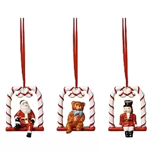Image of Villeroy & Boch Nostalgic Ornaments Santa on Swing, Set of 3