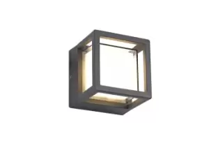 Image of Square Downlight, 1 x 6W LED, 3000K, 360lm, IP54, Anthracite
