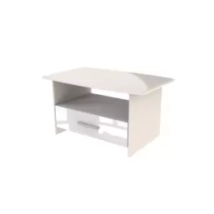 Image of Fourisse Ready Assembled Coffee Table With Drawer White Gloss/White
