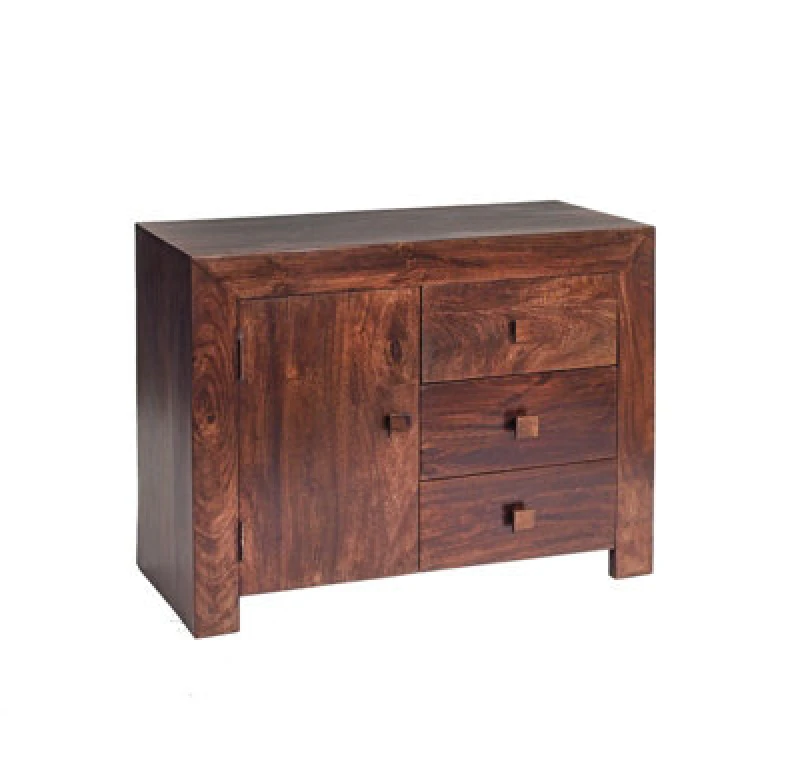 Image of Buttercup Farm Toko Dark Mango 3 Drawer Sideboard - Solid Mango Wood - L45 X W88 X H75 Cm