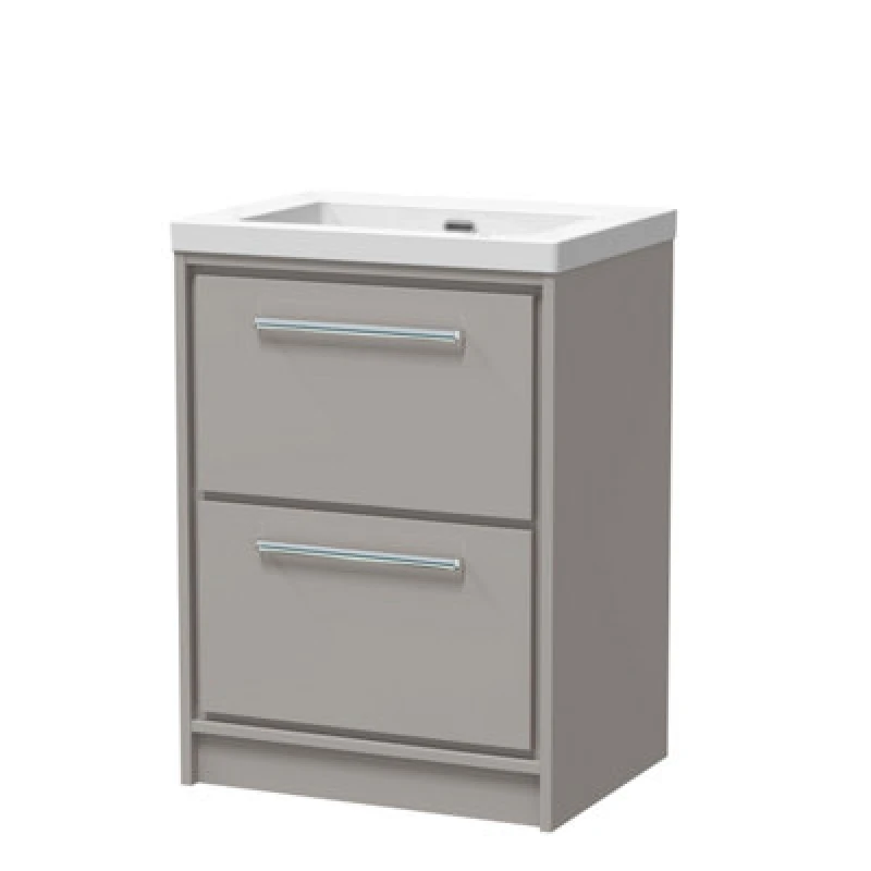 Image of Balterley Bathroom 2 Soft-Close Drawer Floor Fireclay Basin, Grey, 600mm in Grey Grey Unisex