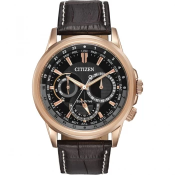 Image of Citizen Black And Brown 'World Timer' Eco-Drive Watch - BU2023-04E - multicoloured