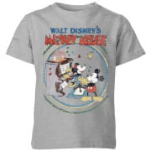 Image of Disney Retro Poster Piano Kids T-Shirt - Grey - 3-4 Years