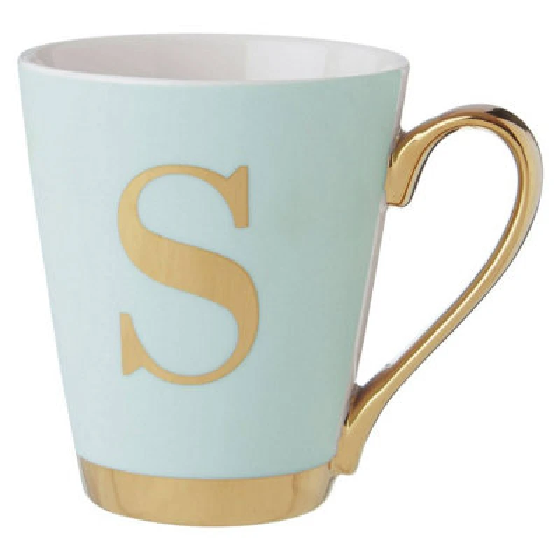 Image of Premier Housewares Mimo Green Frosted Deco S Letter Monogram Mug Green unisex