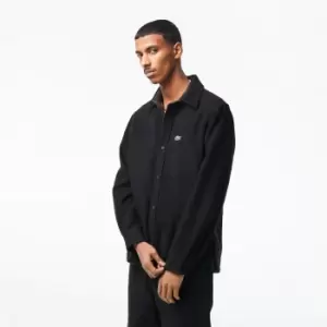 Image of Mens Lacoste Reversible Cotton Flannel Overshirt Size 16 - 41 Khaki Green / White