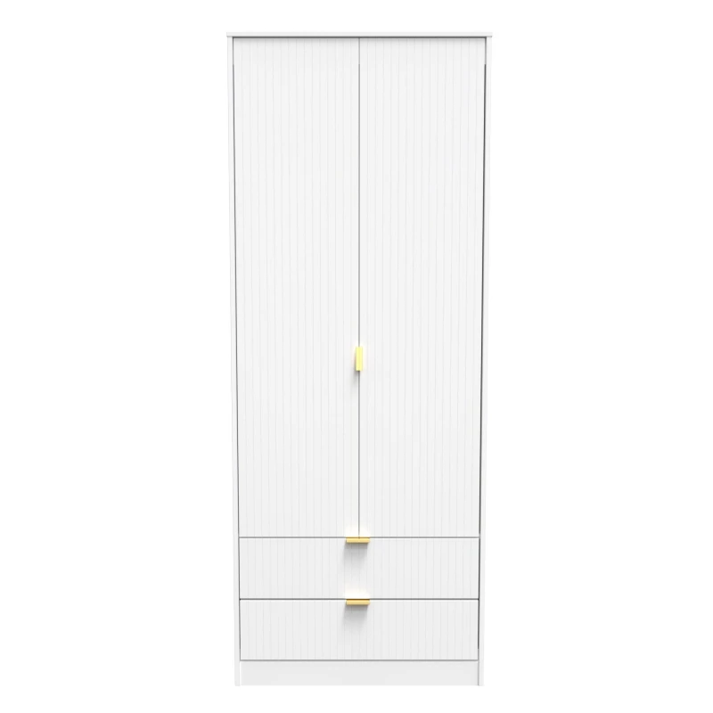 Image of Welcome Furniture Linear Tall 2 Drawer Wardrobe White Matt unisex Large