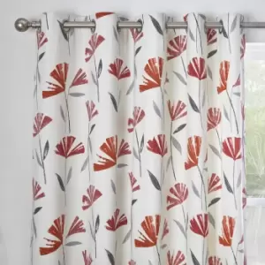 Image of Fusion Dacey Red Eyelet Curtains Red