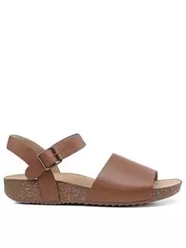 Image of Hotter Hotter Conwy Leather Open Shoe Strap Sandals - Tan, Brown, Size 4, Women