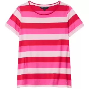 Image of Crew Clothing Womens Breton Tee Pink Block Stripe 12