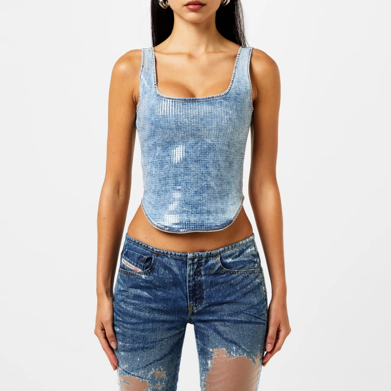 Image of Diesel De-Shi-S Crop Top Blue female 6