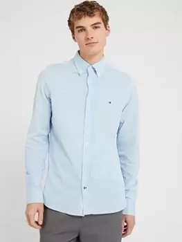 Image of Tommy Hilfiger 1985 Knitted Slim Fit Shirt - Blue, Size S, Men