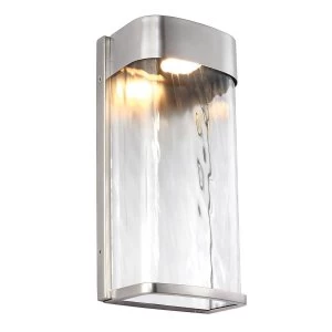 Image of LED 1 Light Outdoor Large Wall Light Brushed Steel IP44
