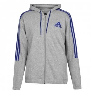 Image of adidas Mens Full Zip Track Top Hoodie - MedGrey/Black