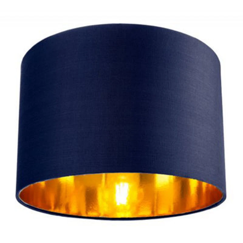 Image of Happy Homewares Contemporary Blue Cotton 12 Table/pendant Lamp Shade With Shiny Copper Inner