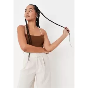 Image of Missguided Pearl Strap Bodysuit - Brown