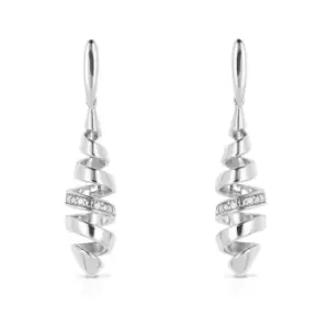 Image of JG Fine Jewellery 9ct White Gold Diamond Spiral Drop Earrings