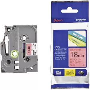 Image of Brother P-touch TZE-441 Black On Red Label Tape 18mm x 8m