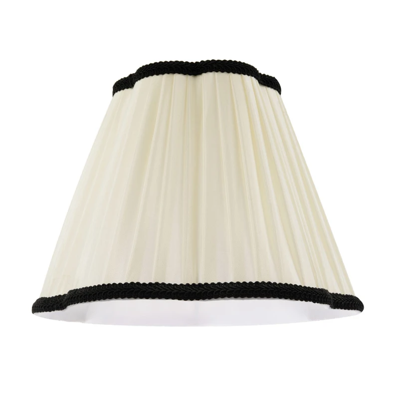 Image of Happy Homewares Ivory White Victorian Pleated Faux Silk Lamp Shade with Black Trims Size: 12" Black Unisex 12"
