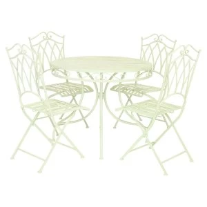Image of Charles Bentley Wrought Iron 4-Seater Dining Set - Pastel Green
