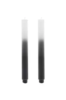 Image of Set of 2 Ombre Dinner Candles - Charcoal/White