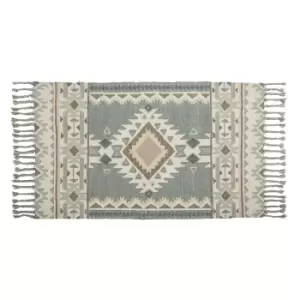 Image of Simply Green Aztec Killim Rug Grey