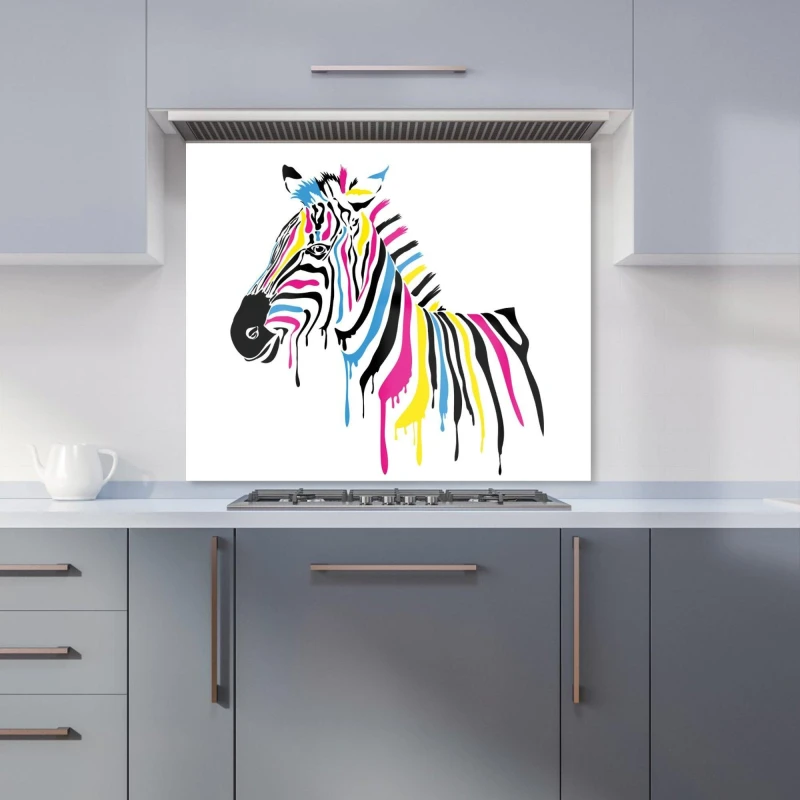 Image of Warren Reed - Designer Multi Coloured Zebra Kitchen Splashback in Pink Size: 700mm x 650mm Pink Unisex 700mm x 650mm