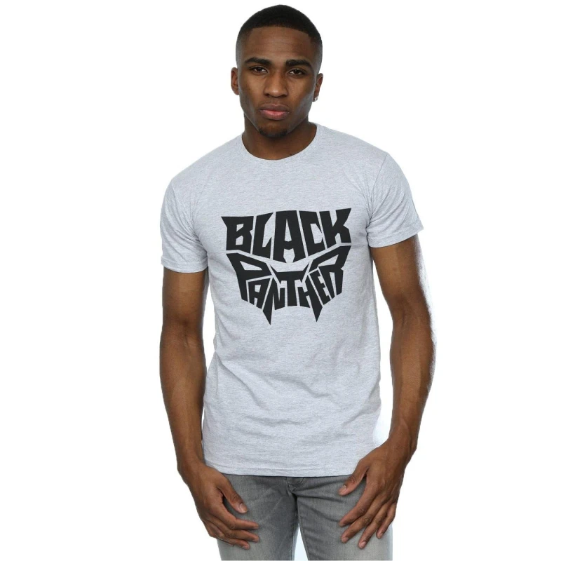 Image of Marvel Marvel Men Black Panther Worded Emblem T-Shirt in Grey Size: Small Grey S Male 5057736541272