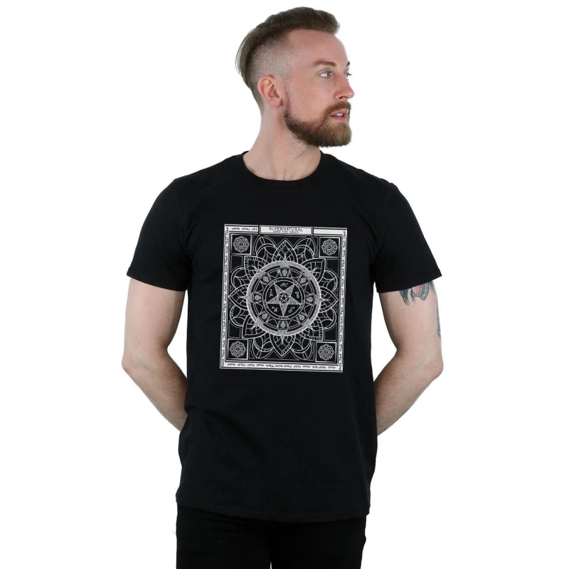 Image of Supernatural Supernatural Men Pentagram Pattern T-Shirt in Black Size: Small Black S Male 5057972340837