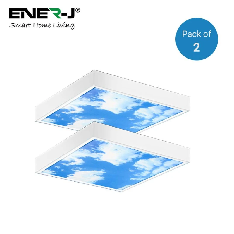 Image of ENER-J SKY Cloud 2D with Borderline LED Backlit 60x60cms 40W 2pcs pack in White Size: 60x60cm White Unisex 60x60 cm