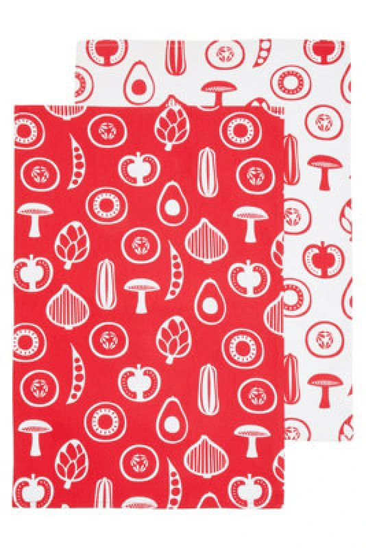 Image of Premier Housewares Set Of Three Besa Red Tea Towels Red
